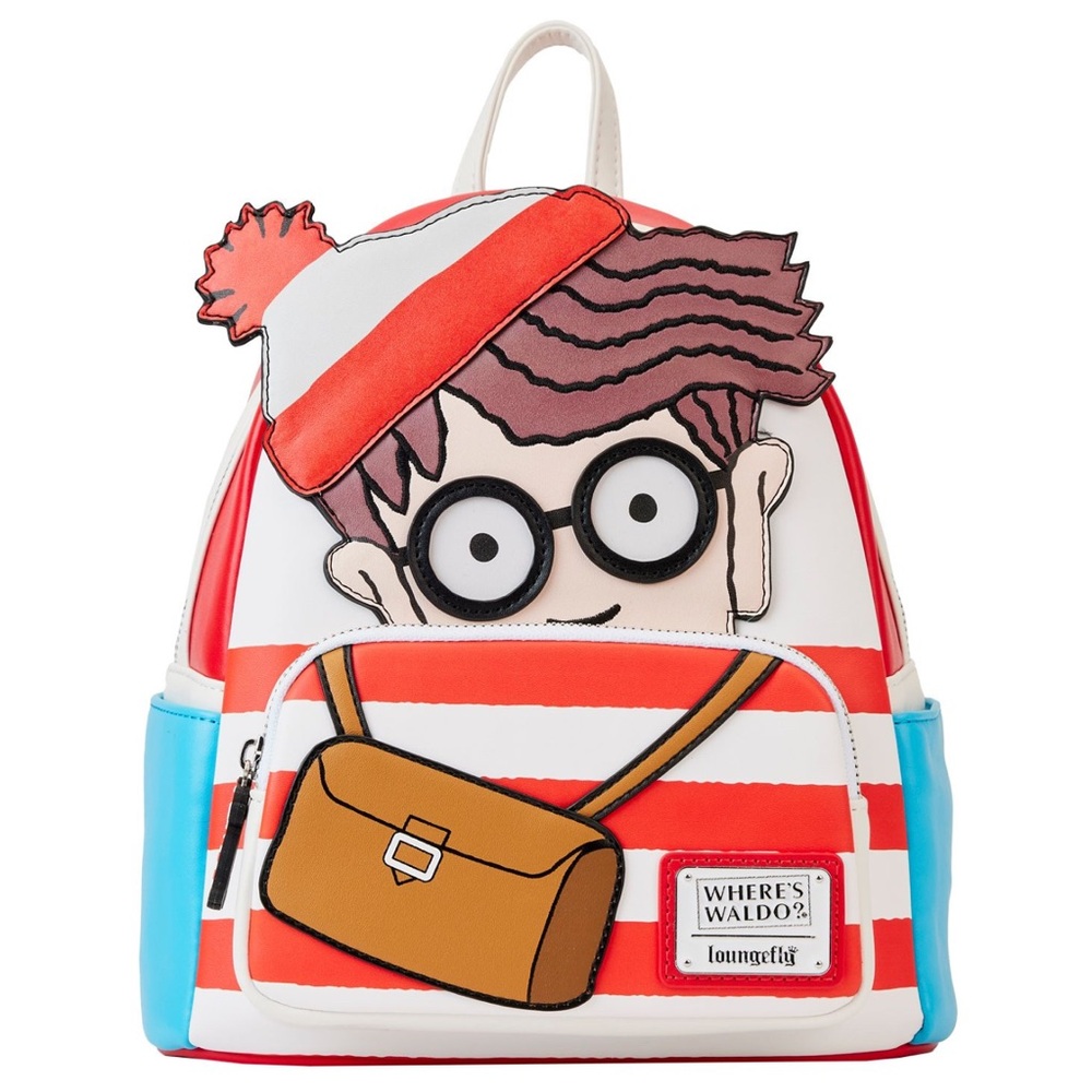 Loungefly Where's Waldo Mini Backpack Bag- Red, White, Blue, Brown NWT